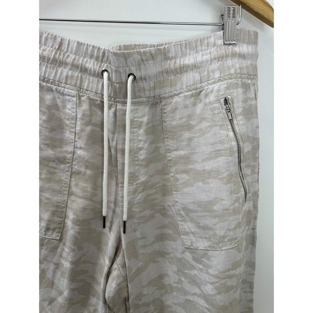 Athleta Cabo Tide 100% Linen Jogger Pants Camo Resort Beach Zip Pockets Size 10 - Picture 5 of 13